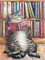12x16 Inch Reading Cat Diamond Art Kit for Adults - DIY 5D Full Drill Diamond Painting for Beginners - Whimsical Cat Lover Gem Art & Diamond Dots for Home Wall Decor (Unframed)